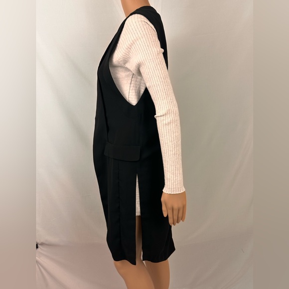 LUSH - Black Sleeveless Long  Open Front Polyester Vest with Side Slits … - Picture 5 of 11